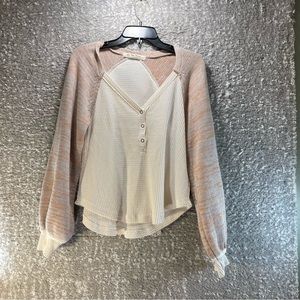 We The free Womem Small Sweater Cotton Blend puff sleeve